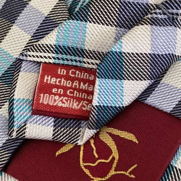 Original Penguin 100% Skinny Tie Blue Plaid - Unisex - Picture 7 of 8